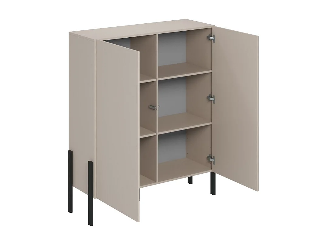 Armario SALMA 2 puertas push-to-open – beige & negro mate, 114×135×40 cm