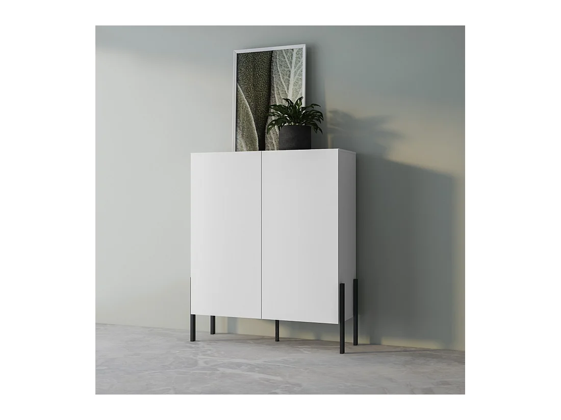 Armario SALMA 2 puertas Push-to-Open – Blanco super mate & negro mate.