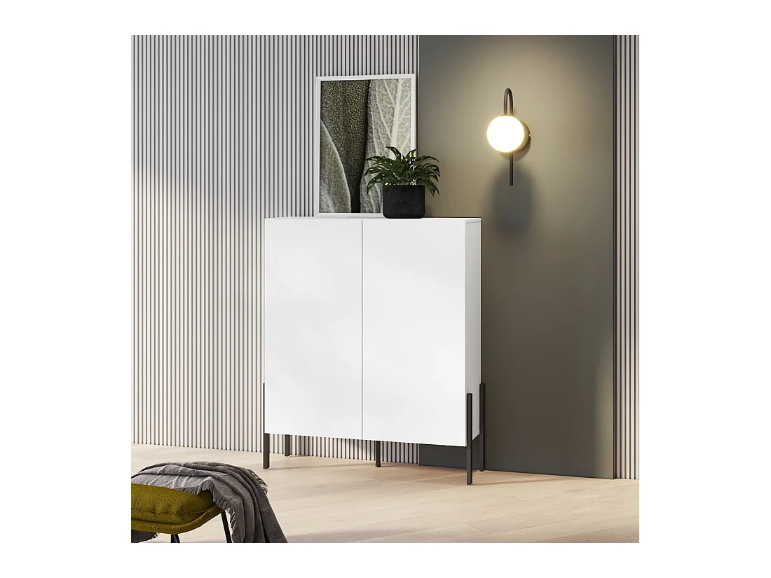 Armario SALMA 2 puertas Push-to-Open – Blanco super mate & negro mate.