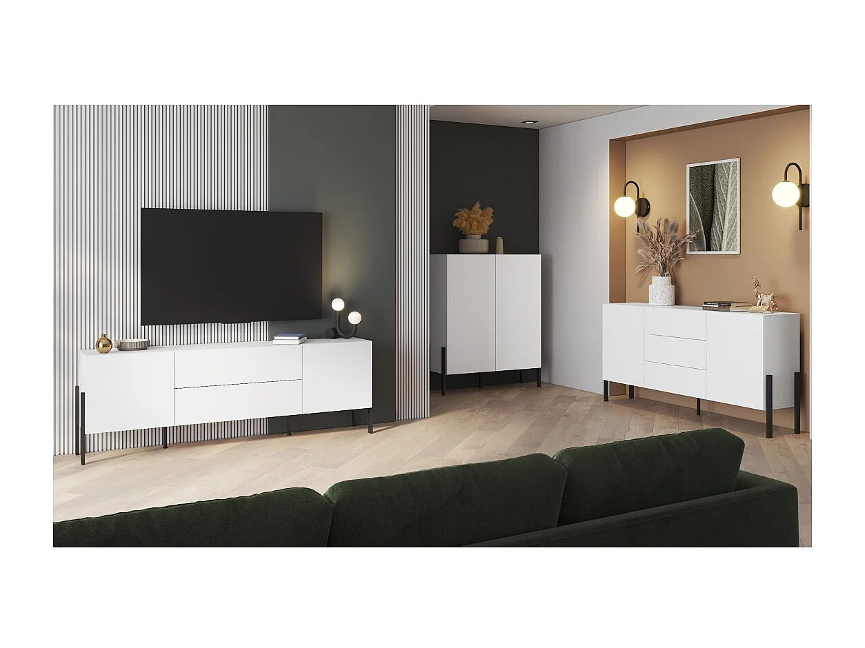 Armario SALMA 2 puertas Push-to-Open – Blanco super mate & negro mate.