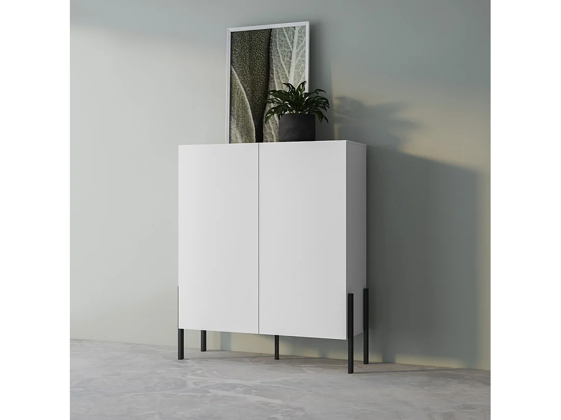 Armário SALMA 2 portas Push-to-Open - Branco super mate & preto mate.