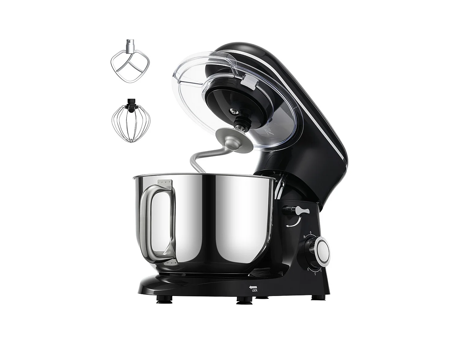 Batteur Électrique de 5.68L et 1400 W avec Batteur à 6 Vitesses, Mélangeur à pâte, Mélangeur alimentaire  Batteur sur Socle SucceBuy,