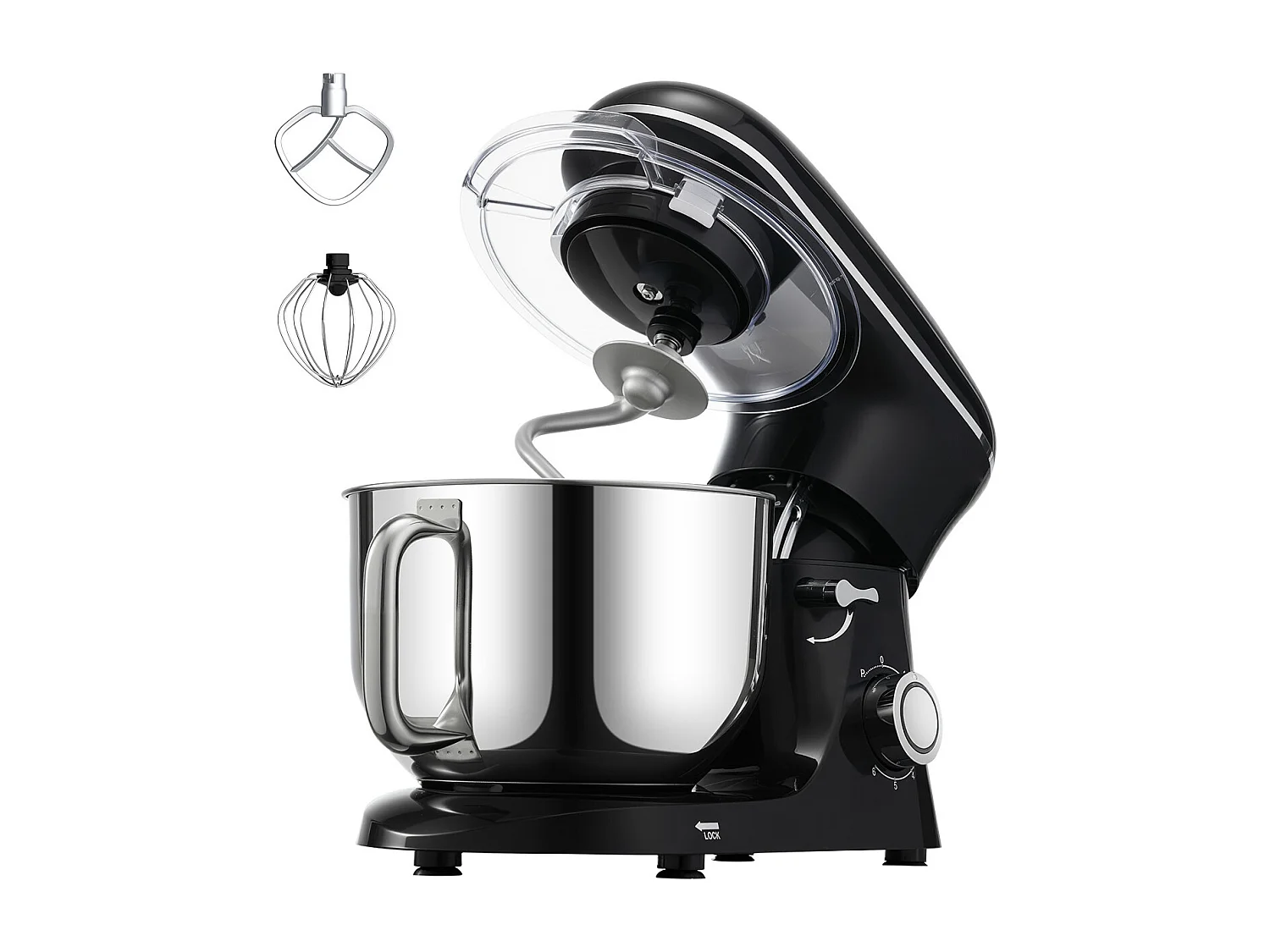 Batteur Électrique de 5.68L et 1400 W avec Batteur à 6 Vitesses, Mélangeur à pâte, Mélangeur alimentaire  Batteur sur Socle SucceBuy,