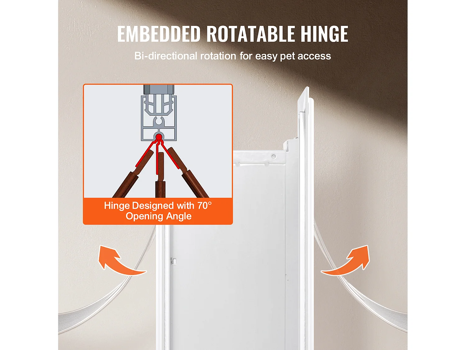 Puerta para Mascotas SucceBuy, L, Blanca, con Cerradura y Marco de Metal de 3 Vaneos