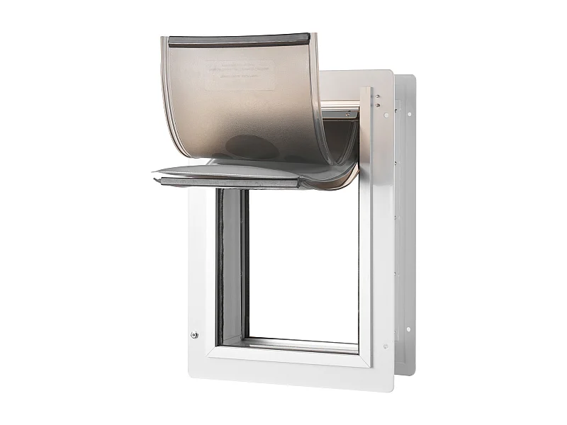 Dierendeur SucceBuy, L, Wit, met Slot en Metaalframe met 3 Vleugels, Huisdieropening voor Katten en Honden