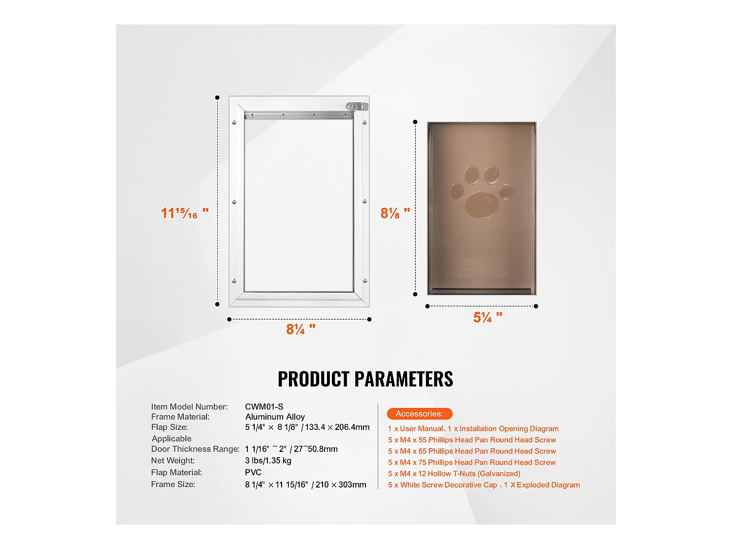 Porte pour Animaux SucceBuy, Porte pour Chien Résistante aux Intempéries, S, avec Serrure, Cadre en Aluminium, Résistante aux Intempéries