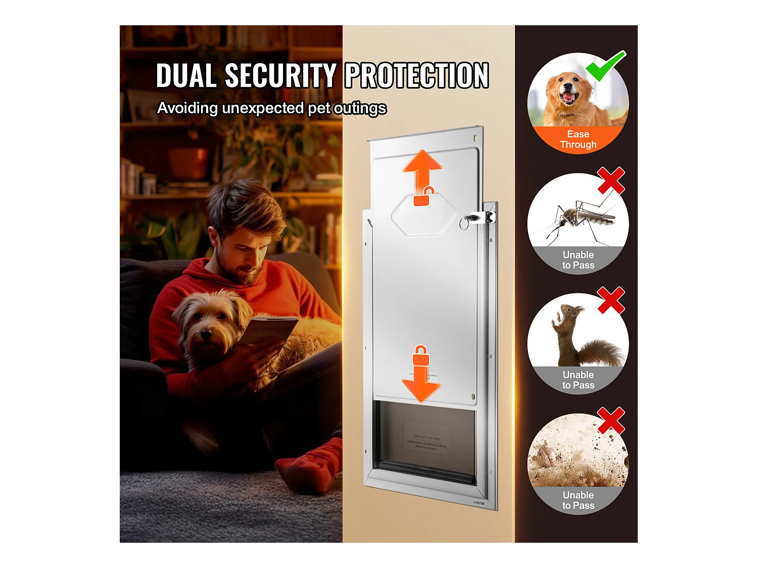 Porte pour Animaux SucceBuy, Porte pour Chien Résistante aux Intempéries, S, avec Serrure, Cadre en Aluminium, Résistante aux Intempéries