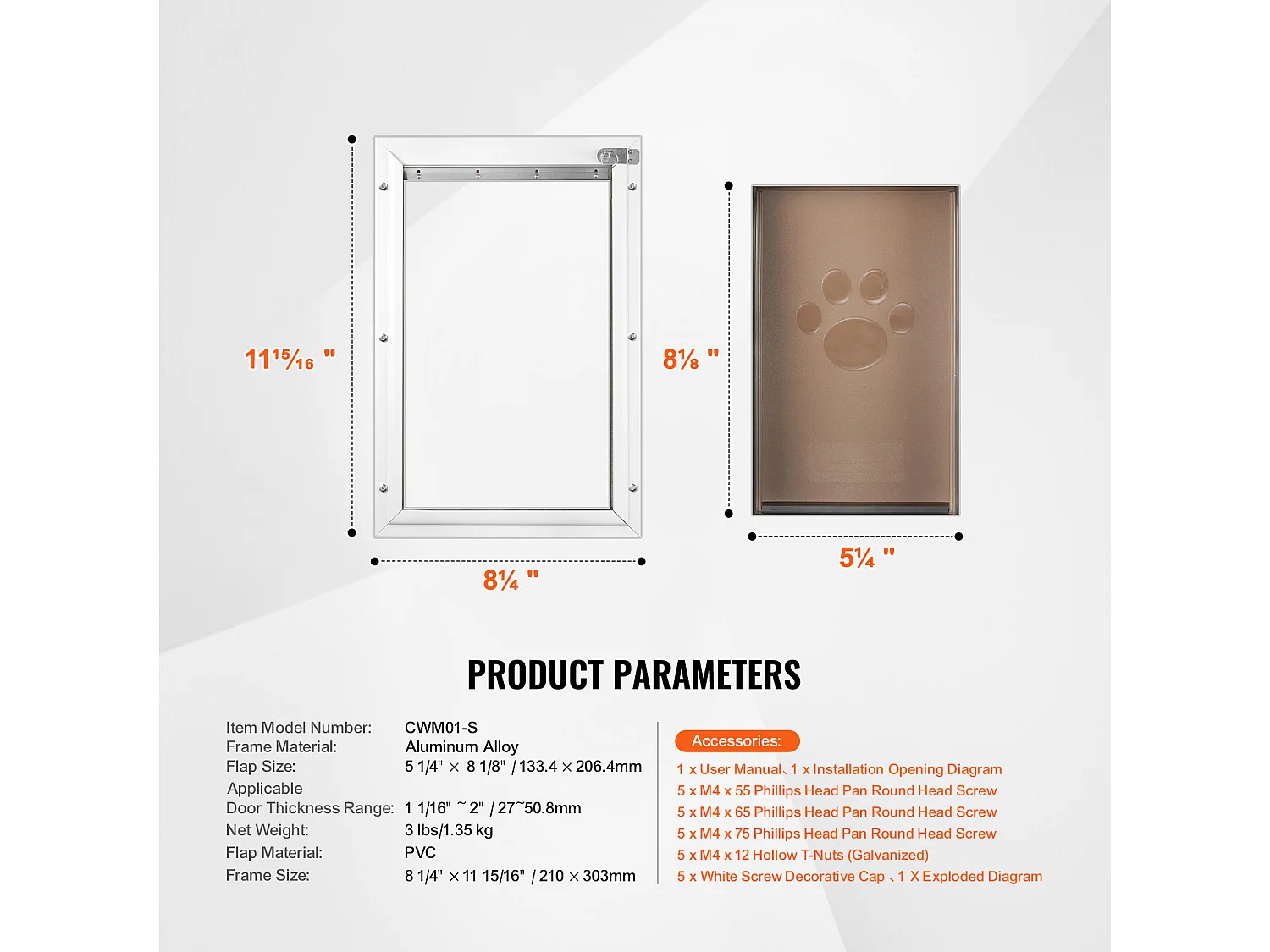 Puerta para Mascotas SucceBuy, S, con Cerradura, Sistema de Bisagra Magnética, Marco de Aluminio
