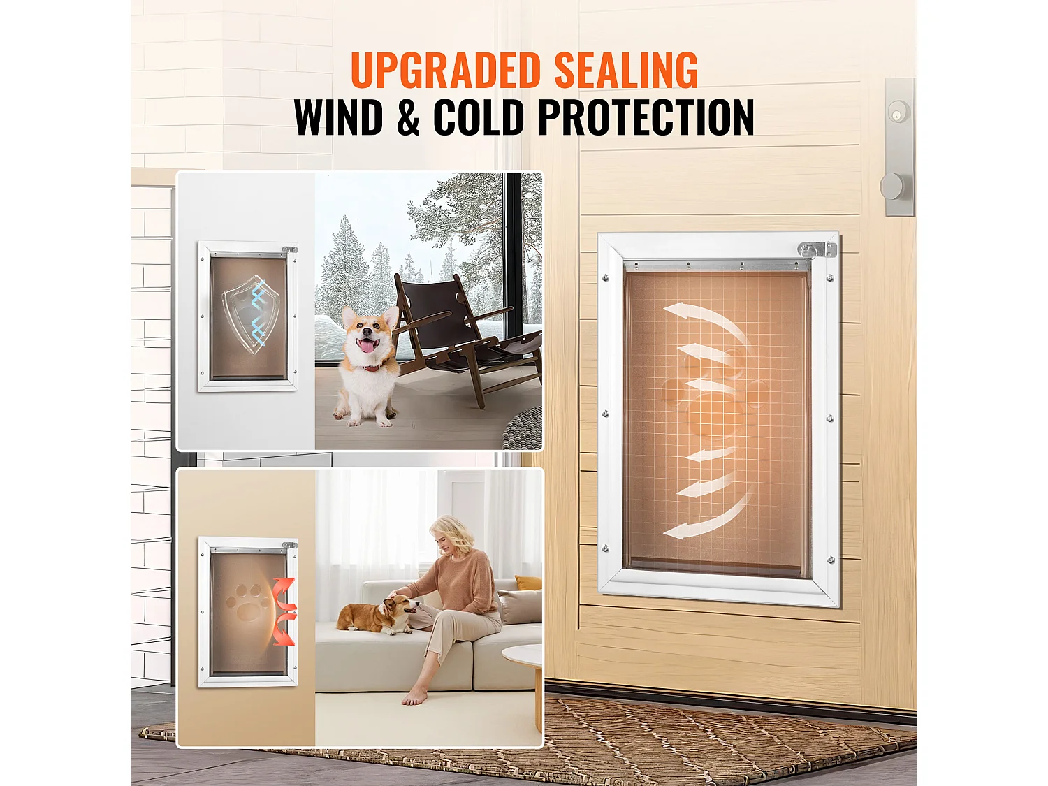 Puerta para Mascotas SucceBuy, S, con Cerradura, Sistema de Bisagra Magnética, Marco de Aluminio