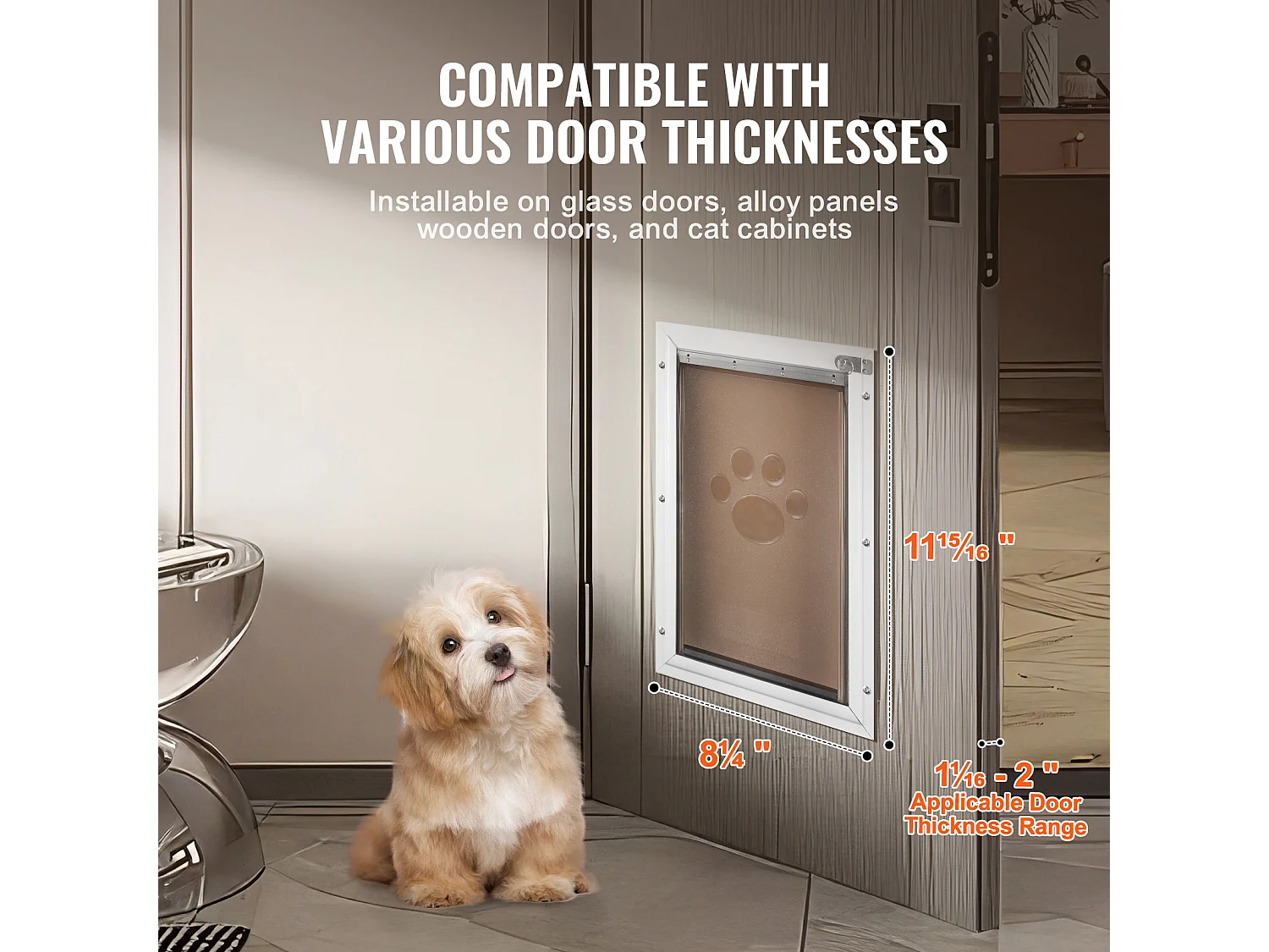 Puerta para Mascotas SucceBuy, S, con Cerradura, Sistema de Bisagra Magnética, Marco de Aluminio