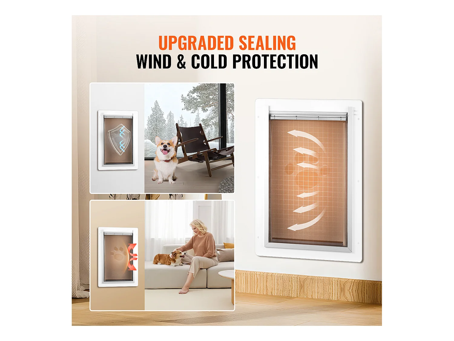 Porte pour Animaux SucceBuy, S, Petit Cadre en Métal avec Serrure et Système à 3 Volets, Porte pour Chien Résistante aux Intempéries