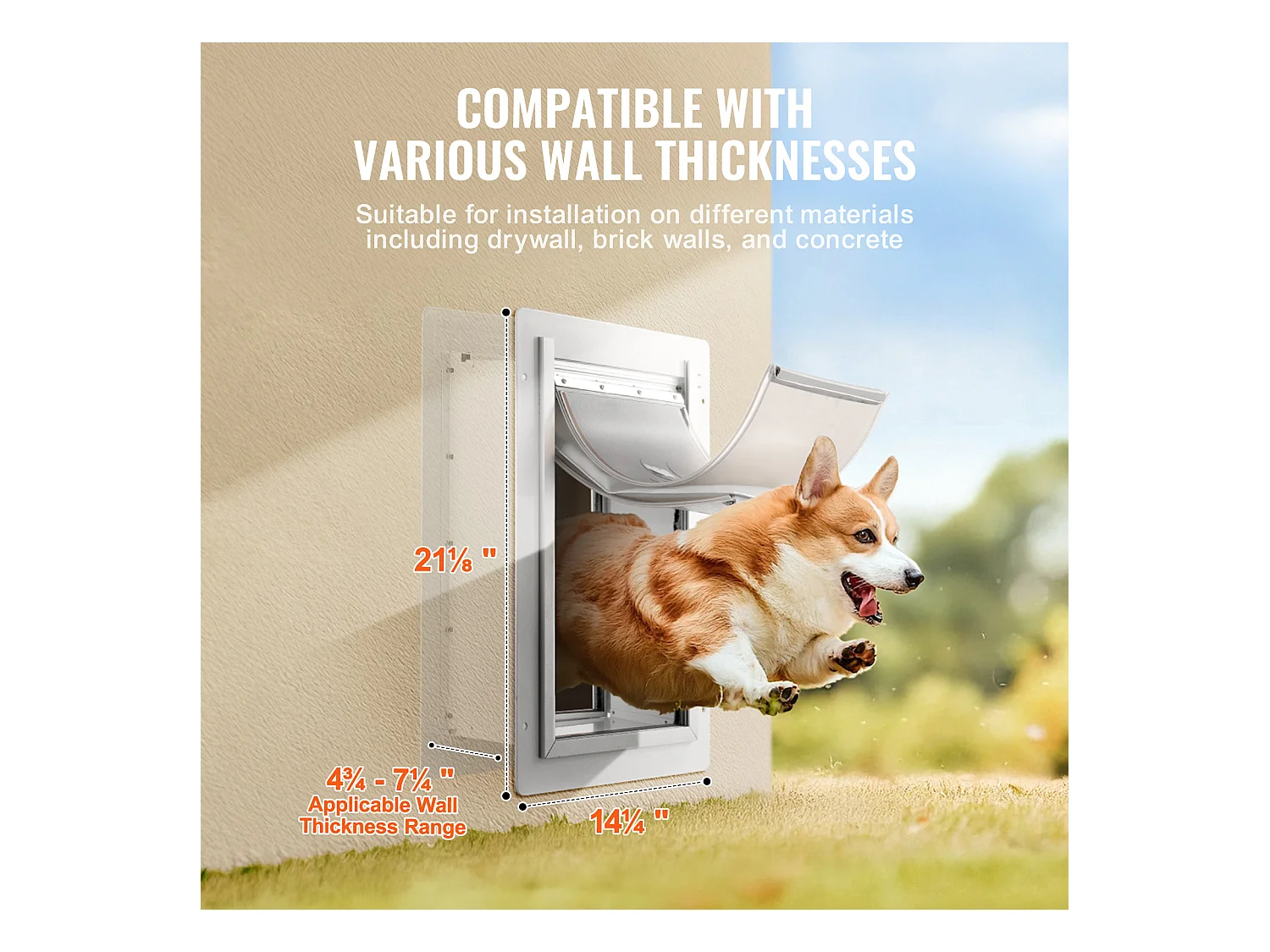 Porte pour Animaux SucceBuy, S, Petit Cadre en Métal avec Serrure et Système à 3 Volets, Porte pour Chien Résistante aux Intempéries