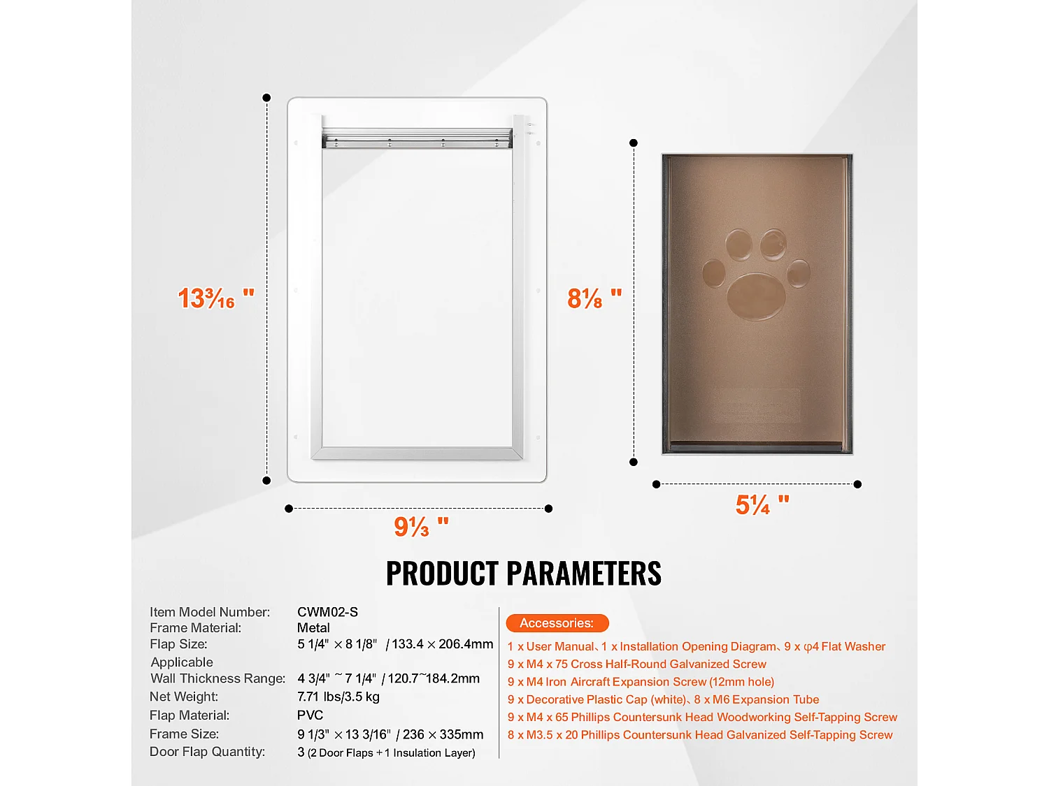 Porte pour Animaux SucceBuy, S, Petit Cadre en Métal avec Serrure et Système à 3 Volets, Porte pour Chien Résistante aux Intempéries