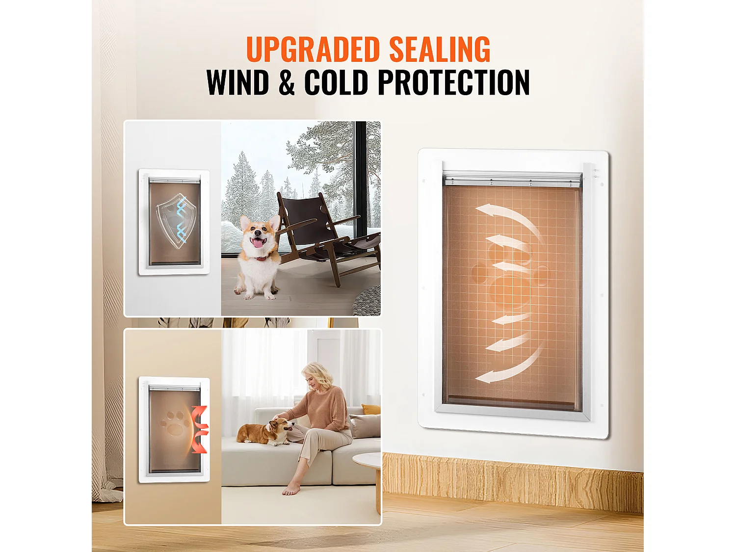 Porte pour Animaux SucceBuy, S, Petit Cadre en Métal avec Serrure et Système à 3 Volets, Porte pour Chien Résistante aux Intempéries