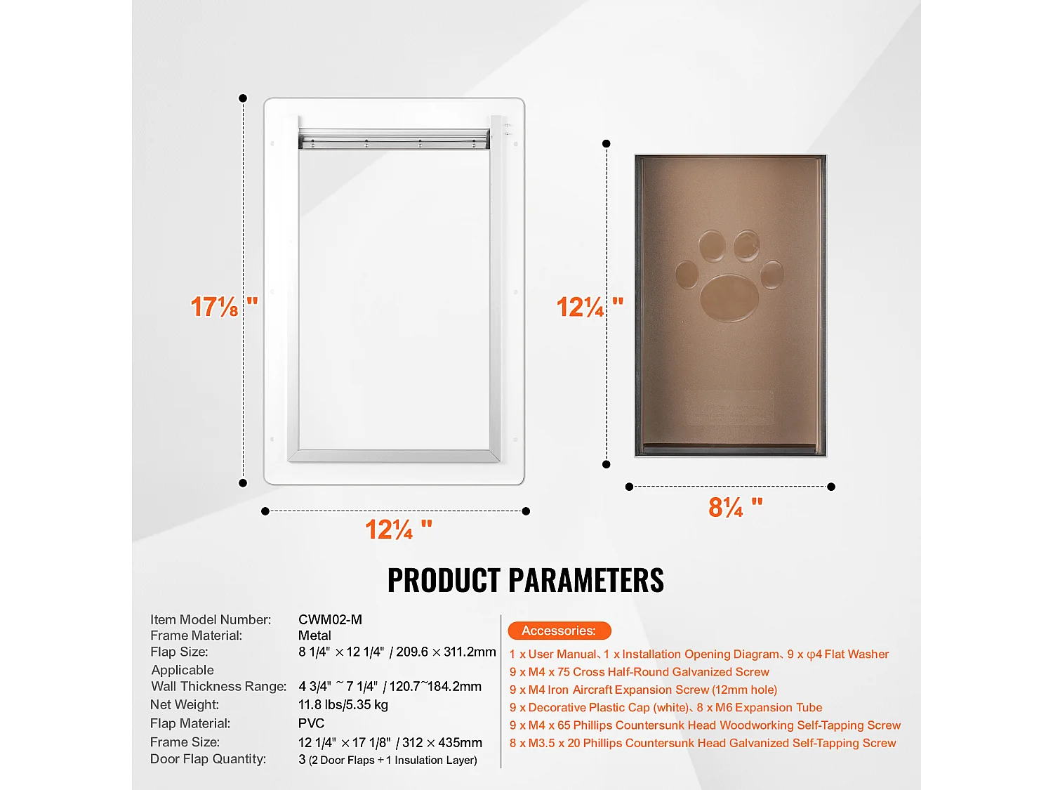 Puerta para Mascotas SucceBuy, M, para Pared con Cerradura y Marco de Metal de 3 Vaneos