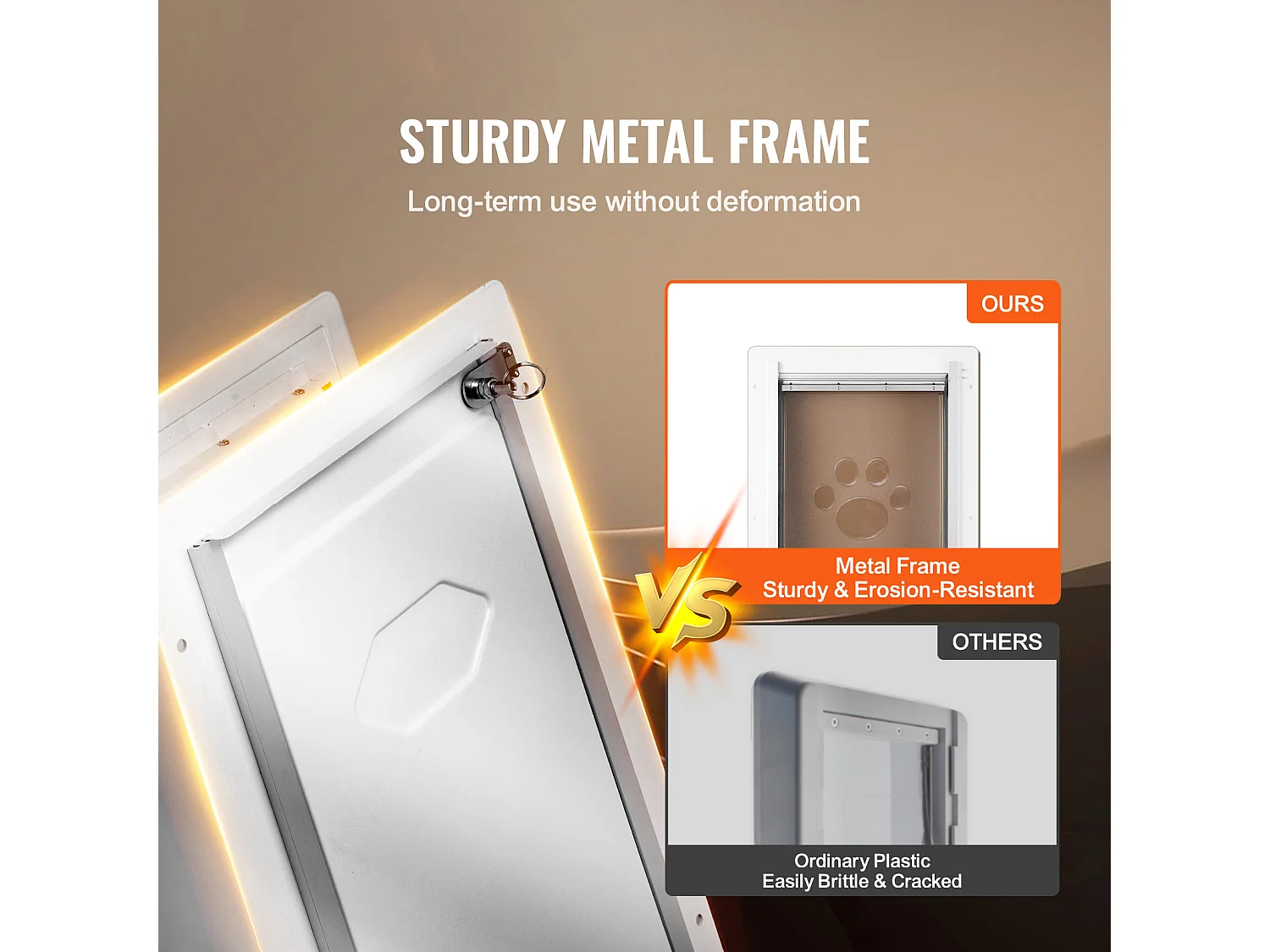 Puerta para Mascotas SucceBuy, M, para Pared con Cerradura y Marco de Metal de 3 Vaneos