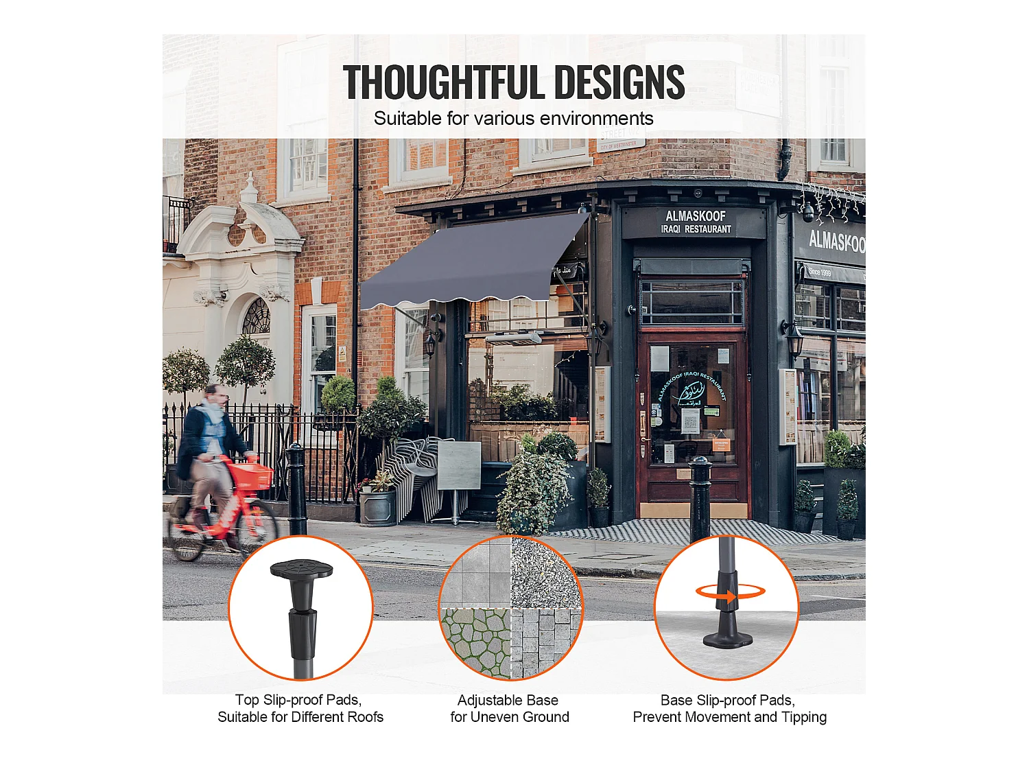 Store Banne Manuel Rétractable SucceBuy Auvent de Terrasse 149.86 x 119.38cm avec Manivelle Gris Foncé Auvent Pare-soleil Abri Rétractable