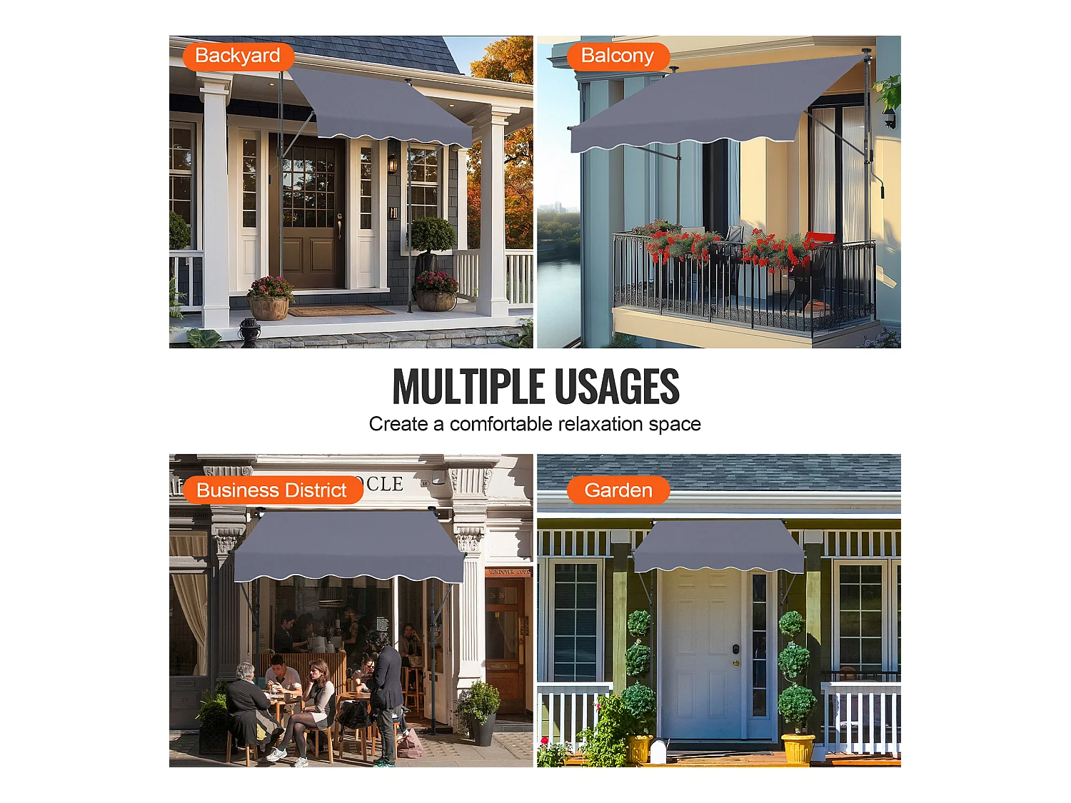 Store Banne Manuel Rétractable SucceBuy Auvent de Terrasse 149.86 x 119.38cm avec Manivelle Gris Foncé Auvent Pare-soleil Abri Rétractable