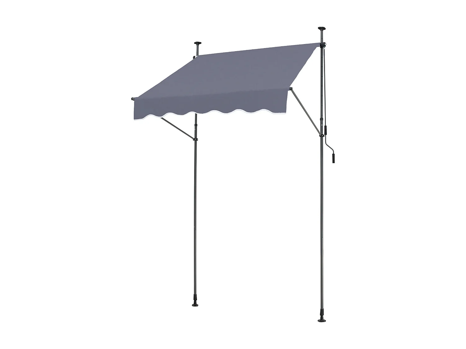 Tenda Da Sole Manuale Retrattile SucceBuy Per Terrazza 149,86 x 119,38 cm Con Manovella Grigio Scuro Copertura Parasole Retrattile