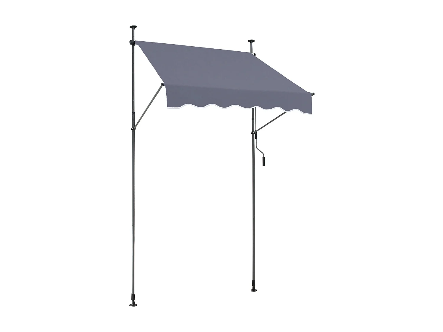 Tenda Da Sole Manuale Retrattile SucceBuy Per Terrazza 149,86 x 119,38 cm Con Manovella Grigio Scuro Copertura Parasole Retrattile