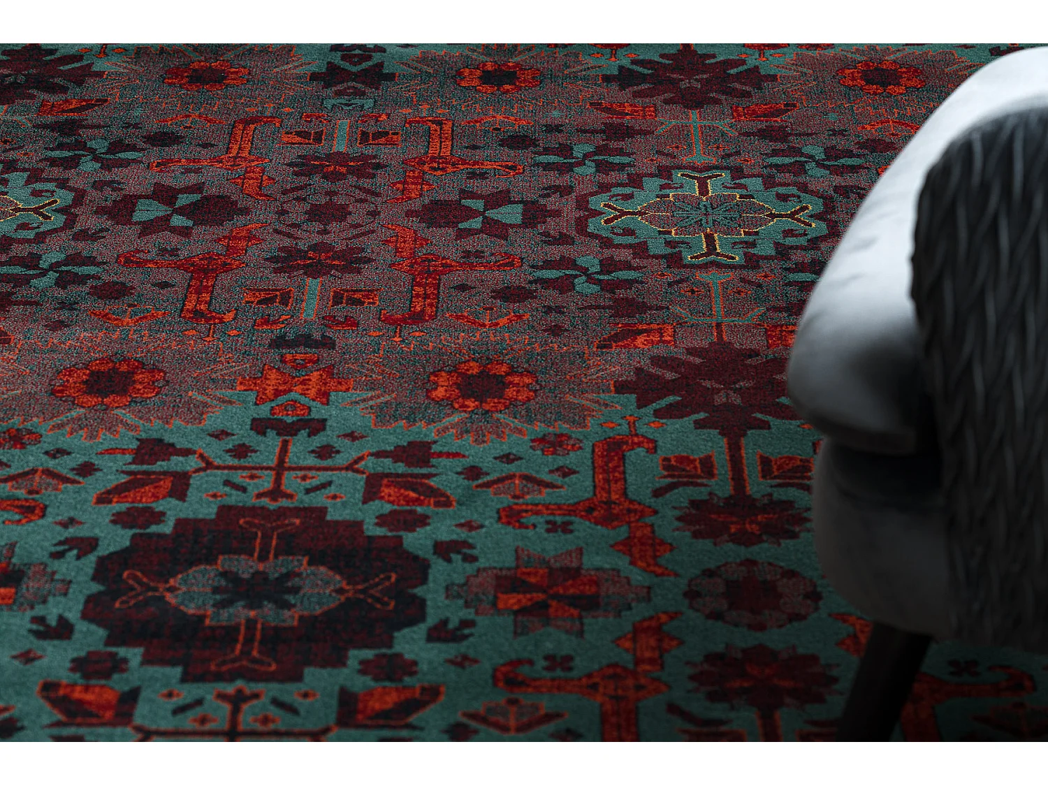 Tapis en laine OMEGA KARAJA fleurs rubis 200x300 cm