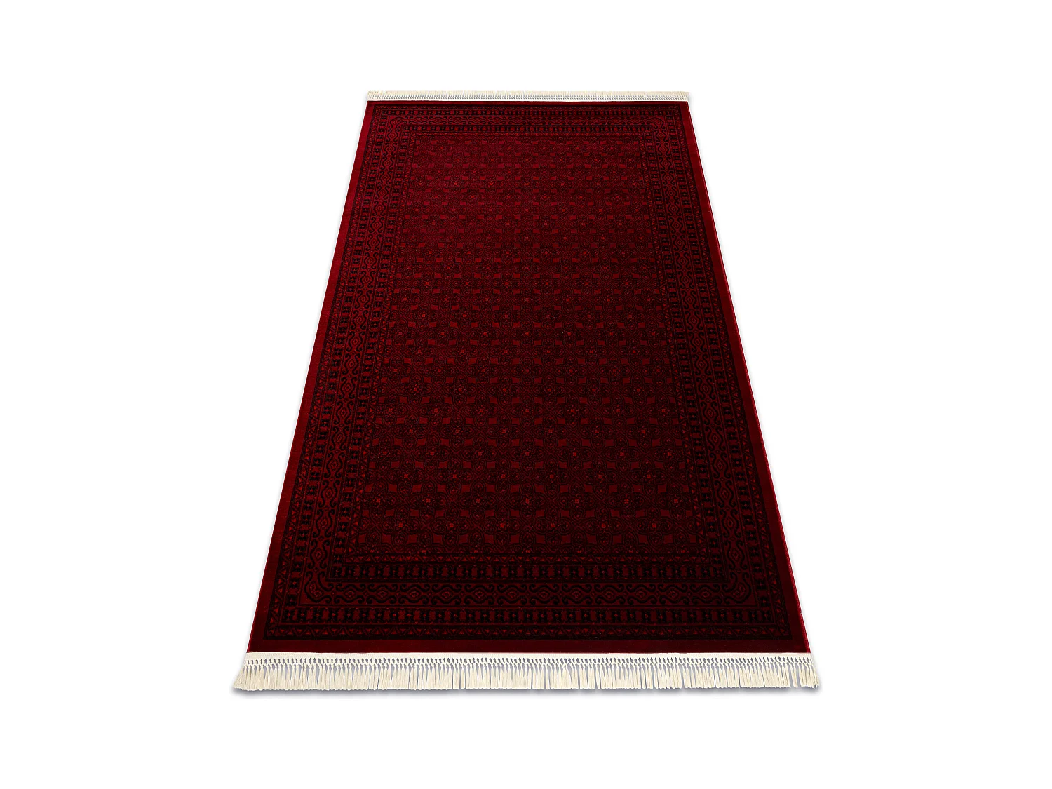 Tapis ORIENT 2958 bordeaux / noir Cadre, classique, oriental, à frang 100x200 cm