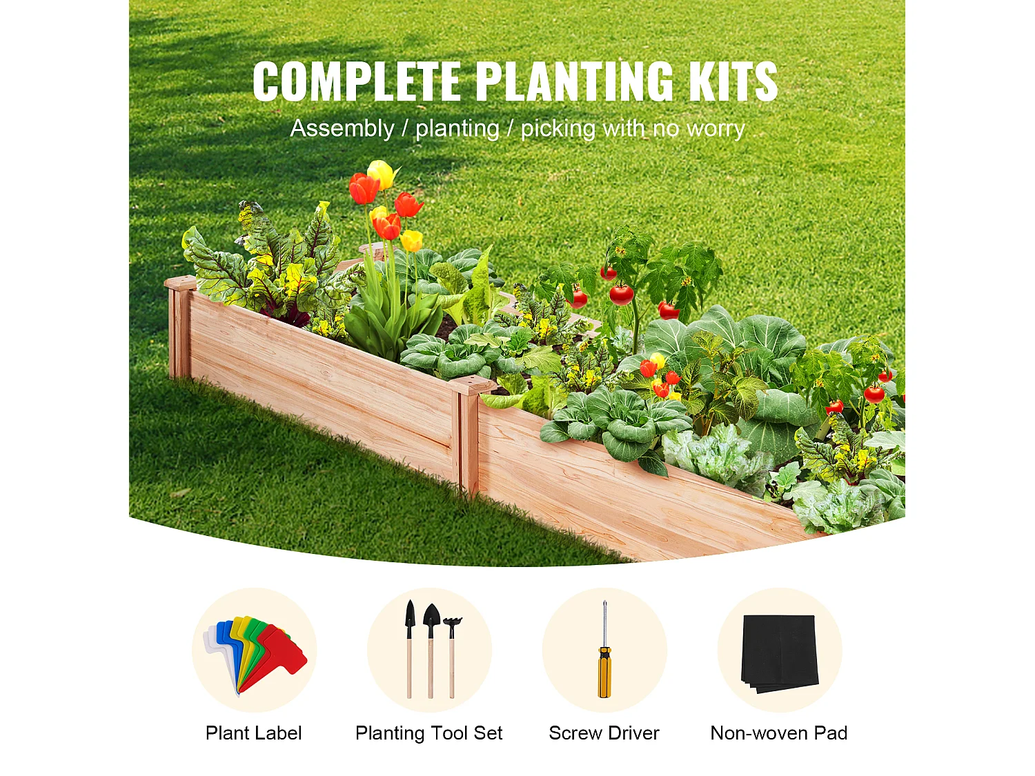 Jardinière Surélevée en Bois SucceBuy 240x60x25cm