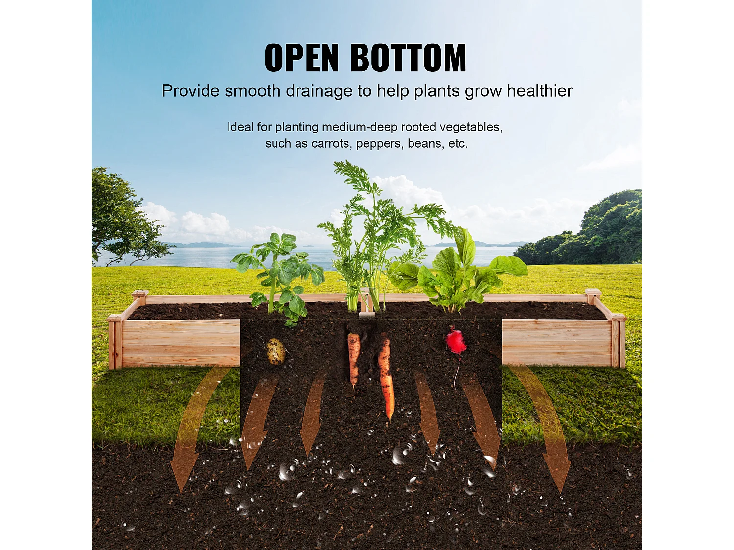 Jardinière Surélevée en Bois SucceBuy 240x60x25cm