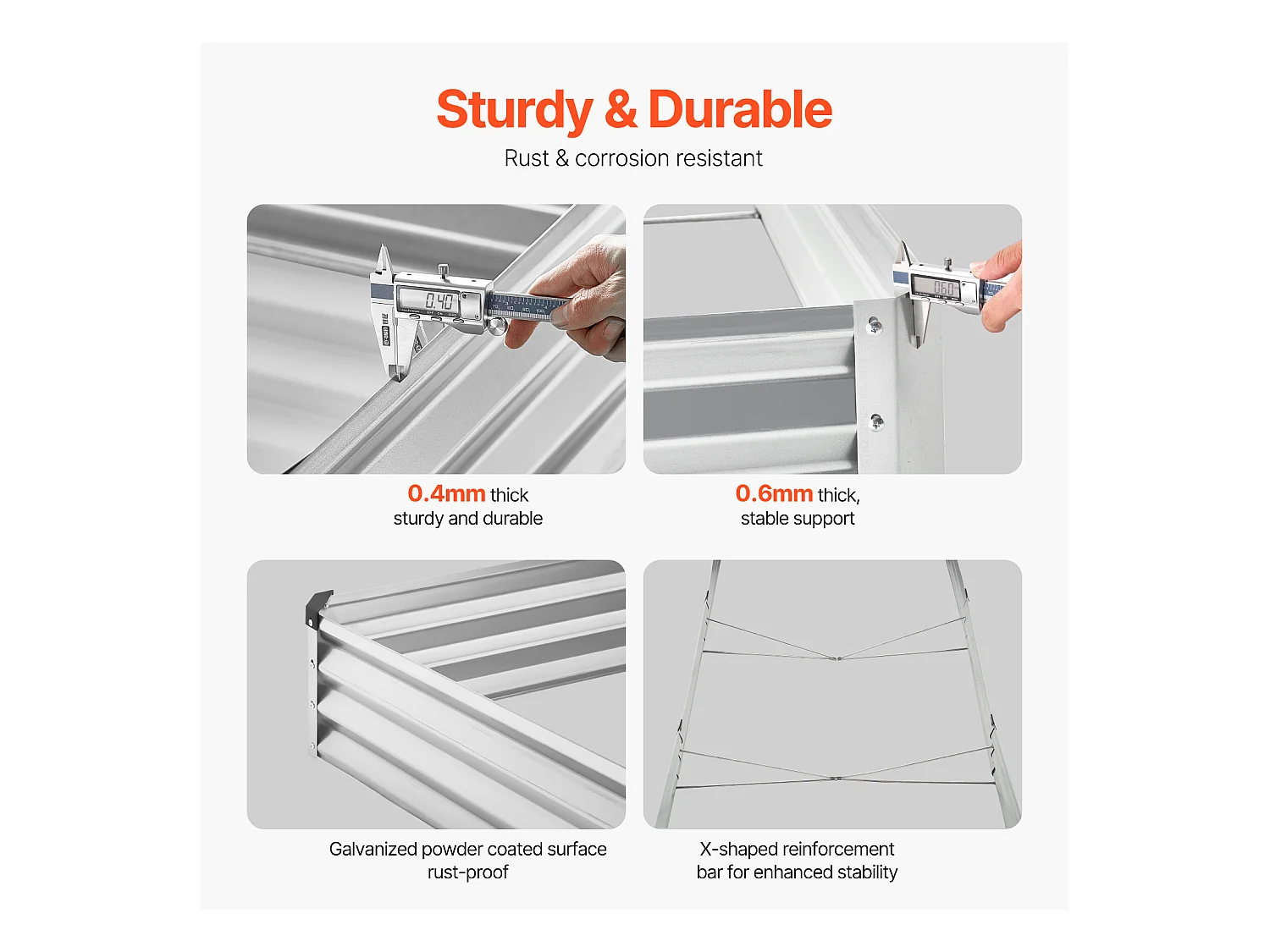 Jardinière Surélevée en Métal SucceBuy 3605 x 1205 x 285 mm pi Galvanisée pour Extérieur Argent