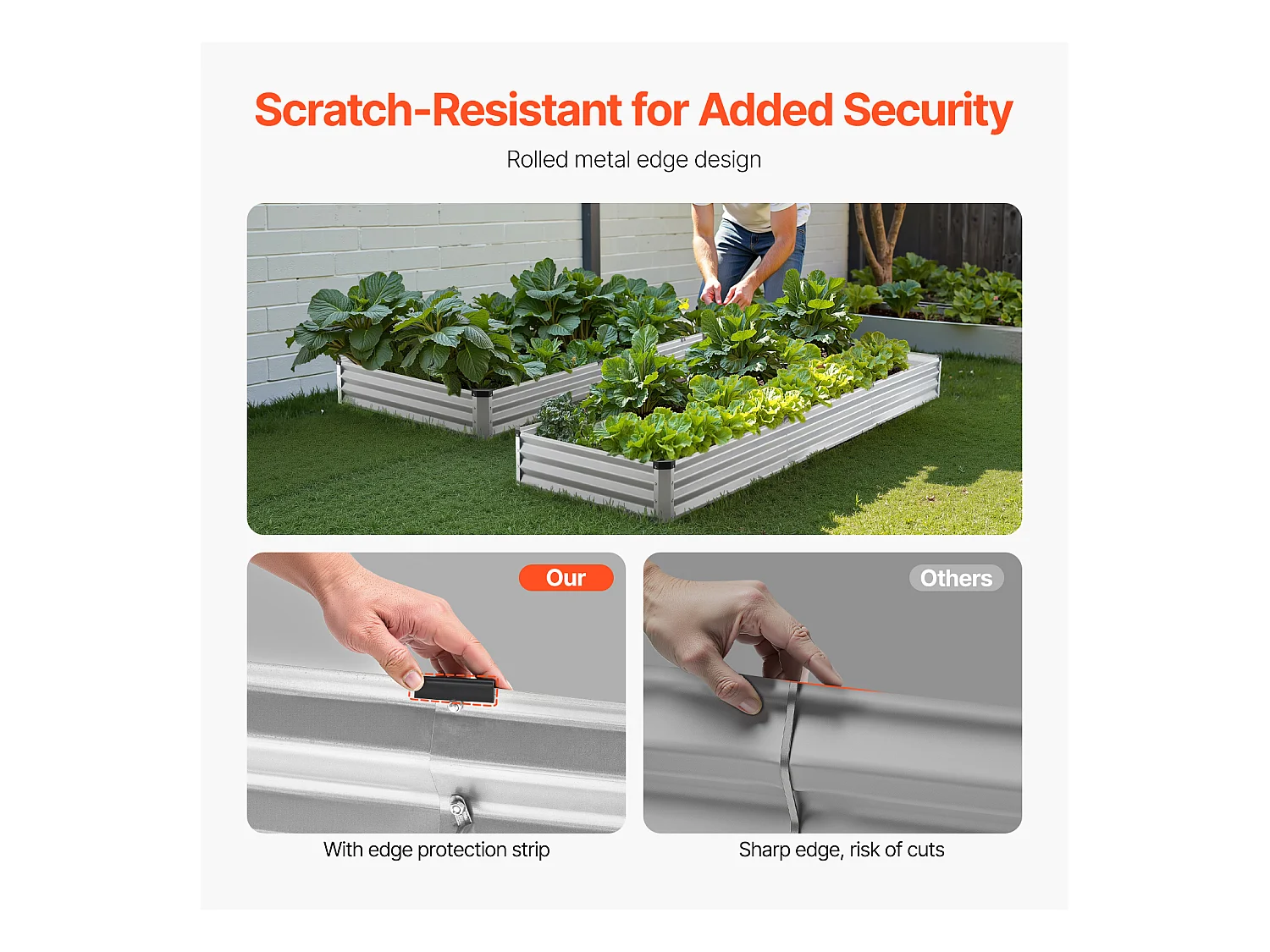 Jardinière Surélevée en Métal SucceBuy 3605 x 1205 x 285 mm pi Galvanisée pour Extérieur Argent