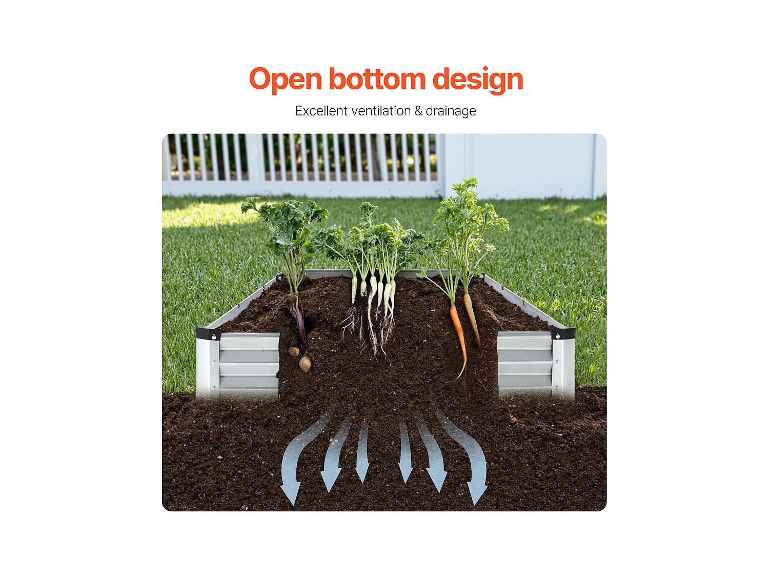 Jardinière Surélevée en Métal SucceBuy 3605 x 1205 x 285 mm pi Galvanisée pour Extérieur Argent