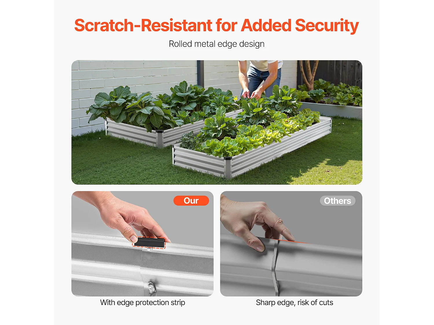 Jardinière Surélevée en Métal SucceBuy 3605 x 1205 x 285 mm pi Galvanisée pour Extérieur Argent