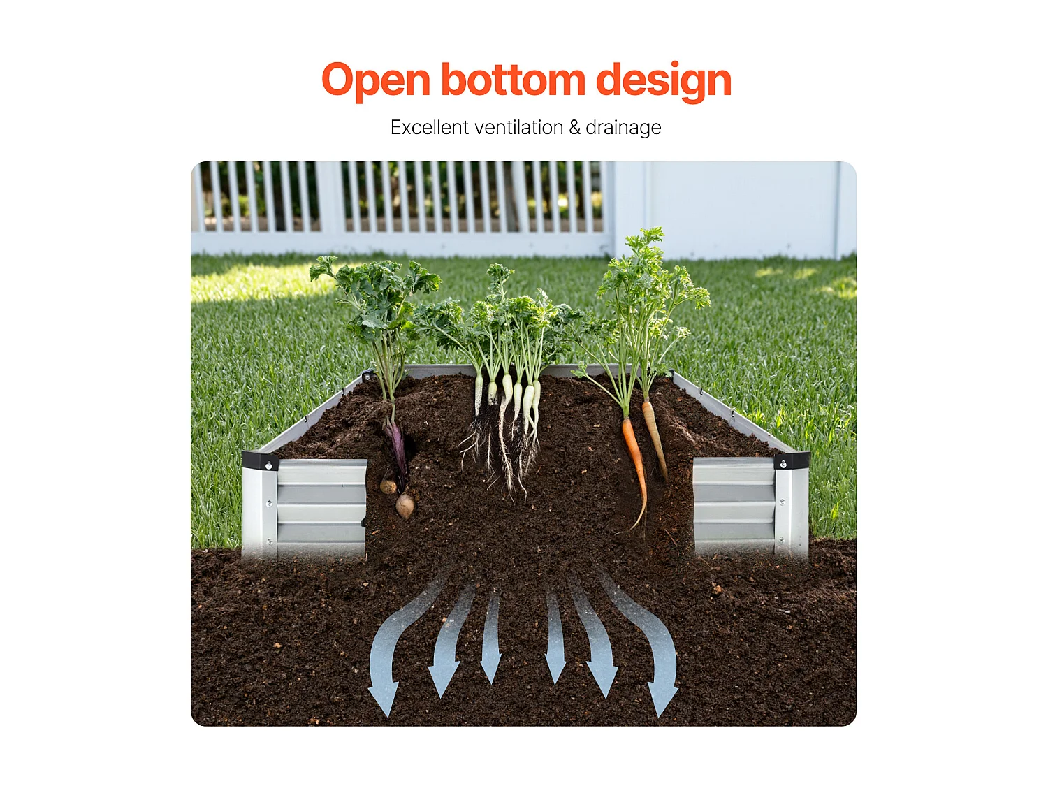 Jardinière Surélevée en Métal SucceBuy 3605 x 1205 x 285 mm pi Galvanisée pour Extérieur Argent