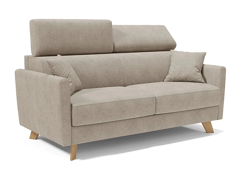 Francy Schlafsofa mit verstellbaren Kopfstützen aus abwaschbarem Stoff T17 200 cm (mat. 160x197) Beige