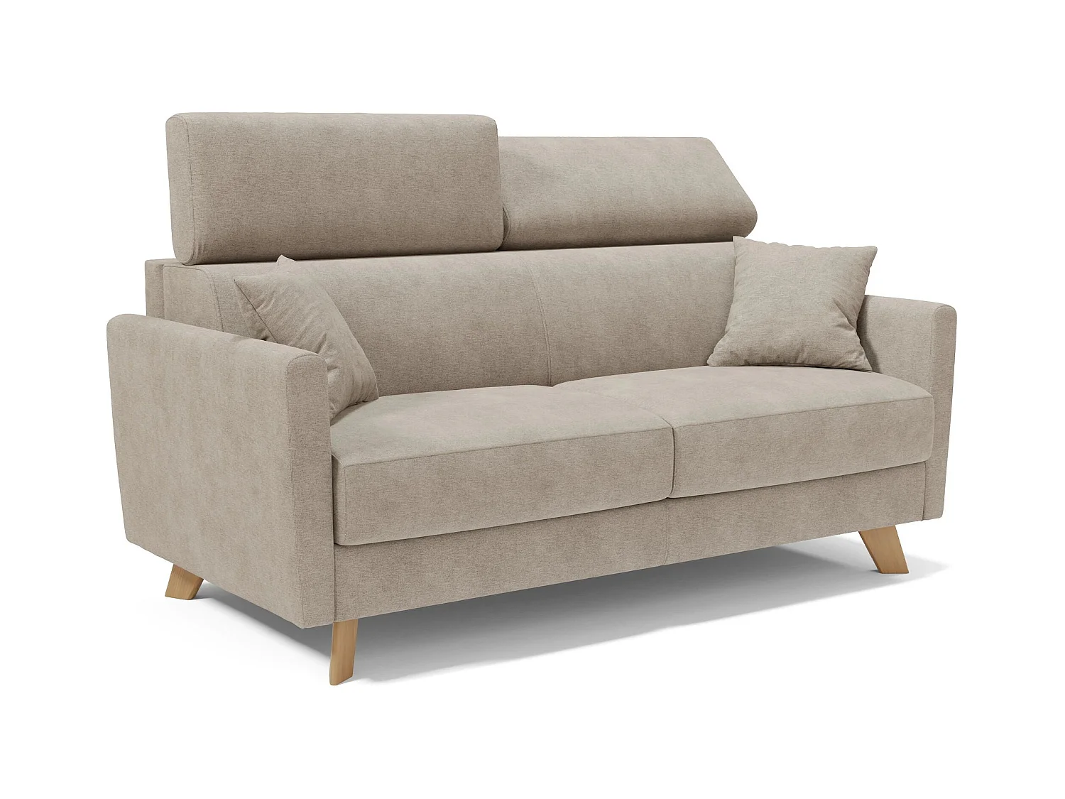 Francy Divano letto matrimoniale con poggiatesta regolabili in tessuto impermeabile e smacchiabile T17 200 cm (mat. 160x197) beige