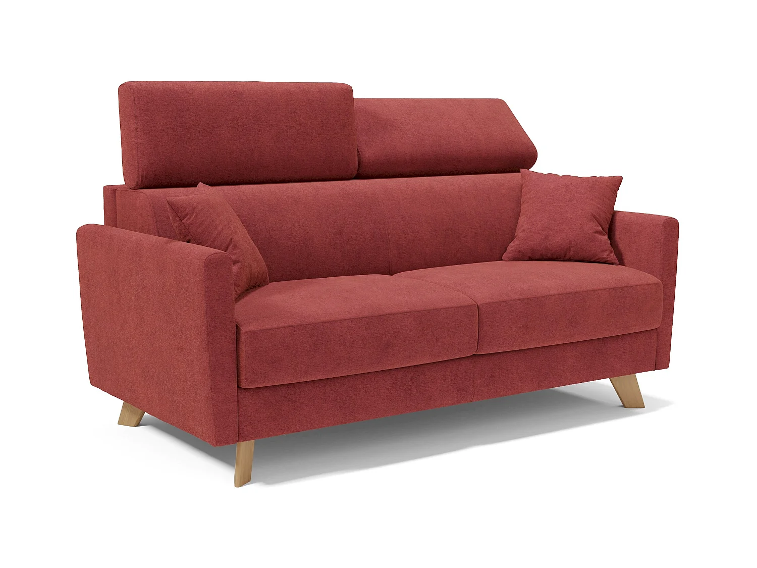 Francy Canapé convertible avec têtières réglables en tissu T17 160 cm (mat. 120x197) Rouge
