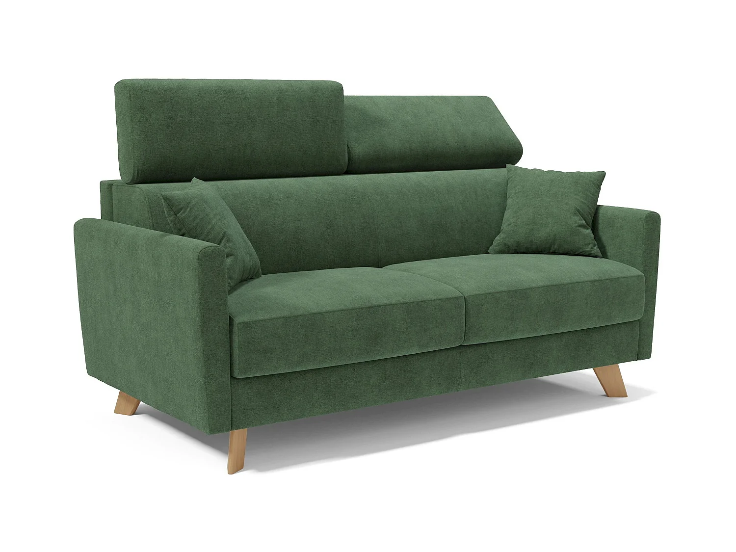 Francy Divano letto matrimoniale con poggiatesta regolabili in tessuto impermeabile e smacchiabile T17 160 cm (mat. 120x197) verde