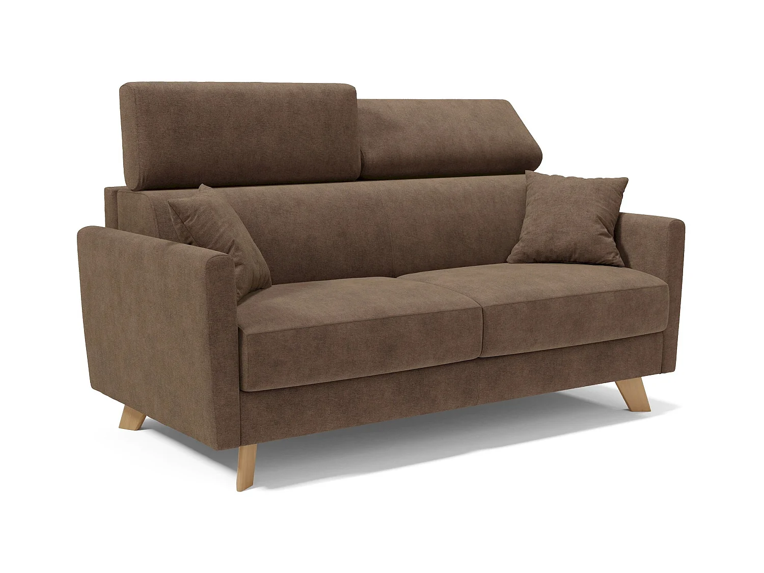 Francy Sofá cama con reposacabezas ajustables 180 cm (mat. 140x197) Marrón