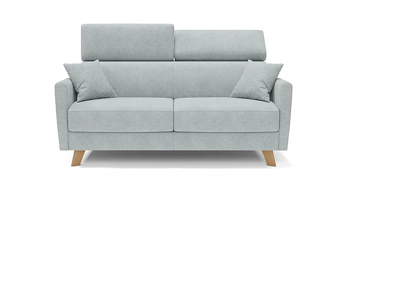 Francy Sofá cama con reposacabezas ajustables 160 cm (mat. 120x197) Azul/ Verde