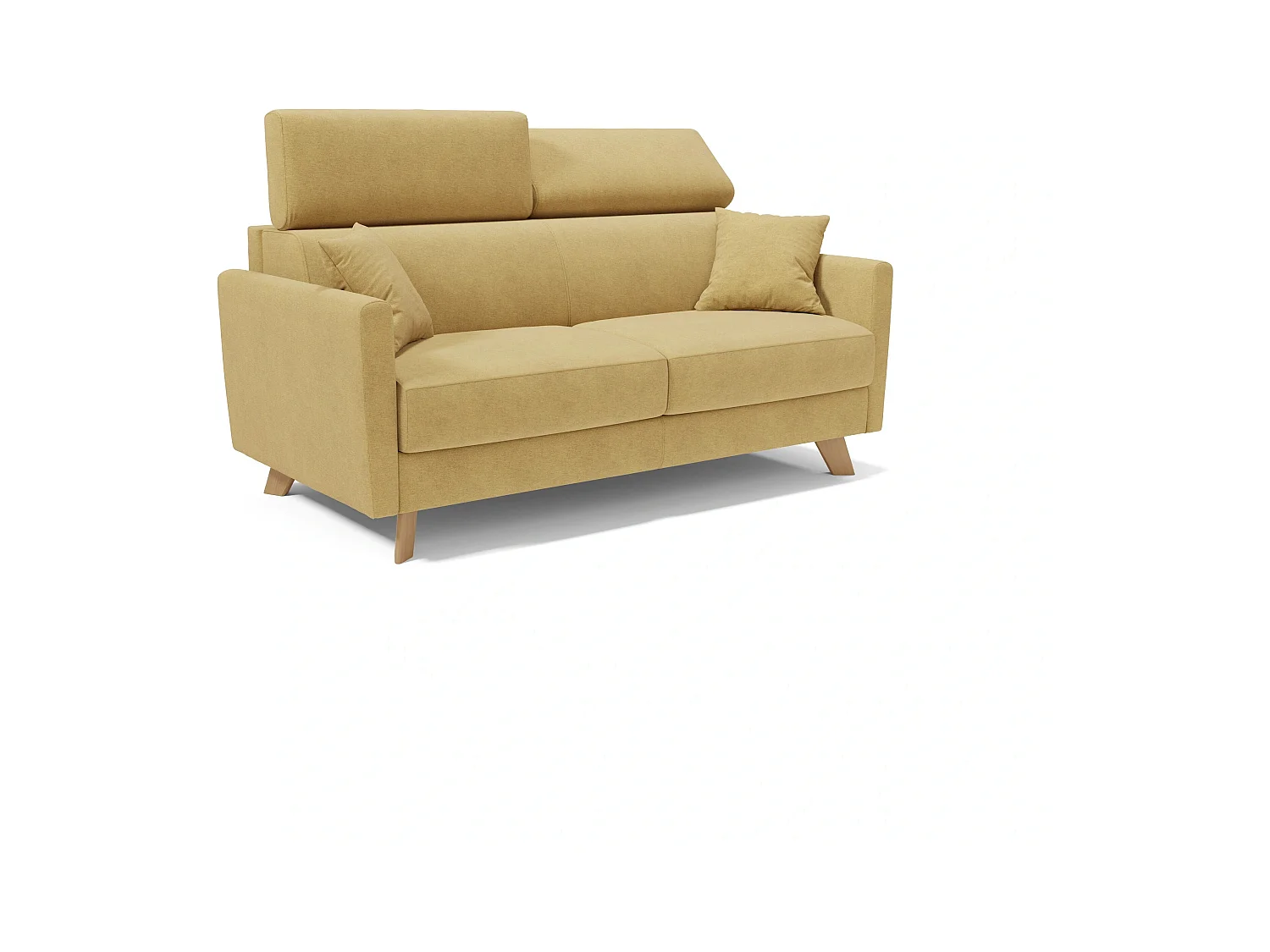 Francy Sofá cama con reposacabezas ajustables 180 cm (mat. 140x197) Amarillo