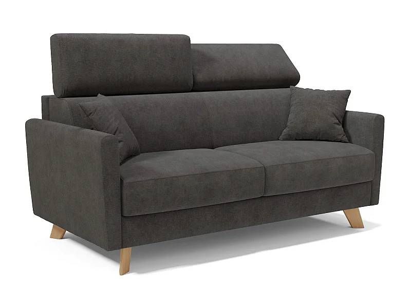 Francy Schlafsofa mit verstellbaren Kopfstützen aus abwaschbarem Stoff T17 200 cm (mat. 160x197) Anthrazit