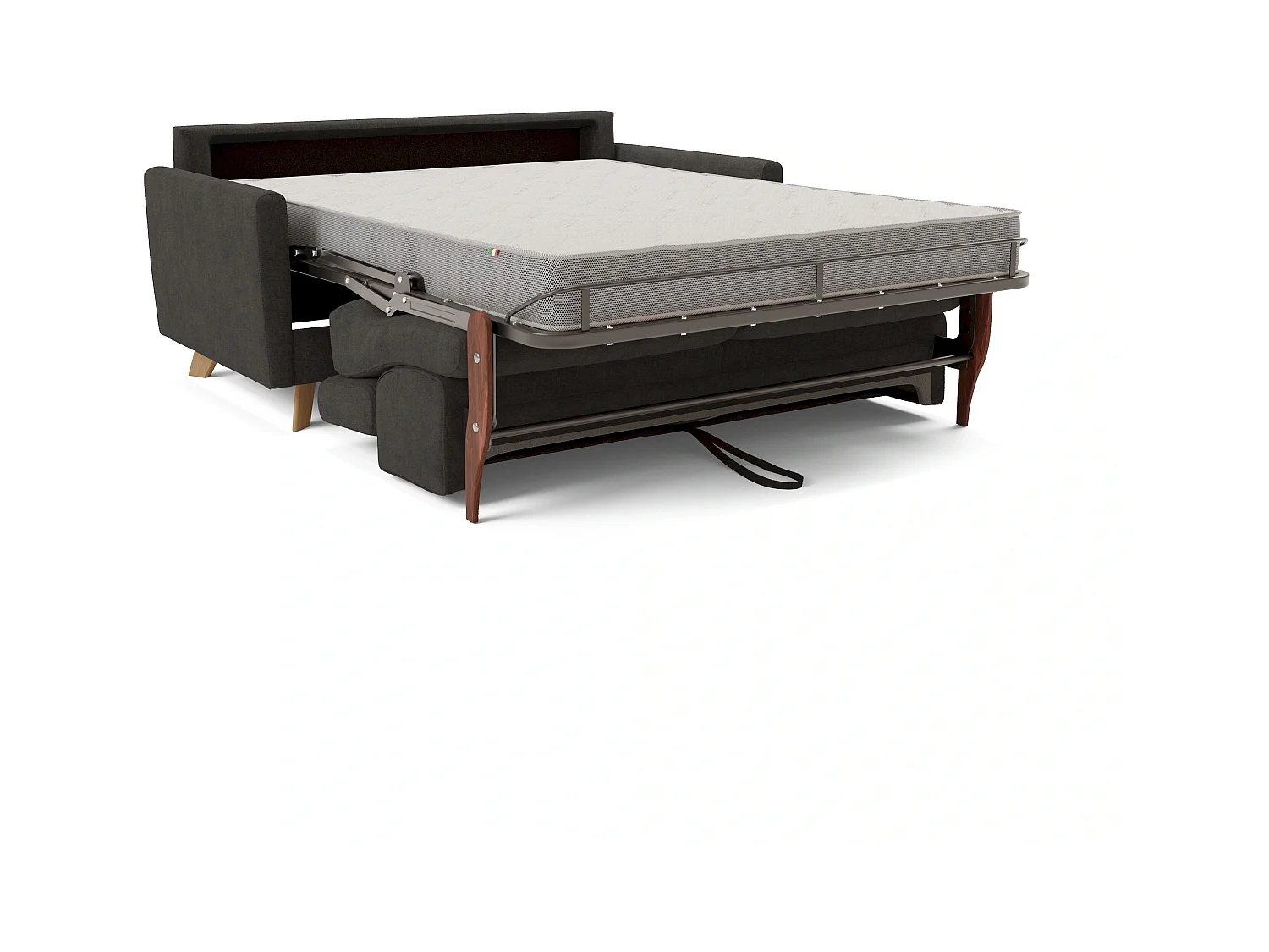 Francy Schlafsofa mit verstellbaren Kopfstützen aus abwaschbarem Stoff T17 200 cm (mat. 160x197) Anthrazit