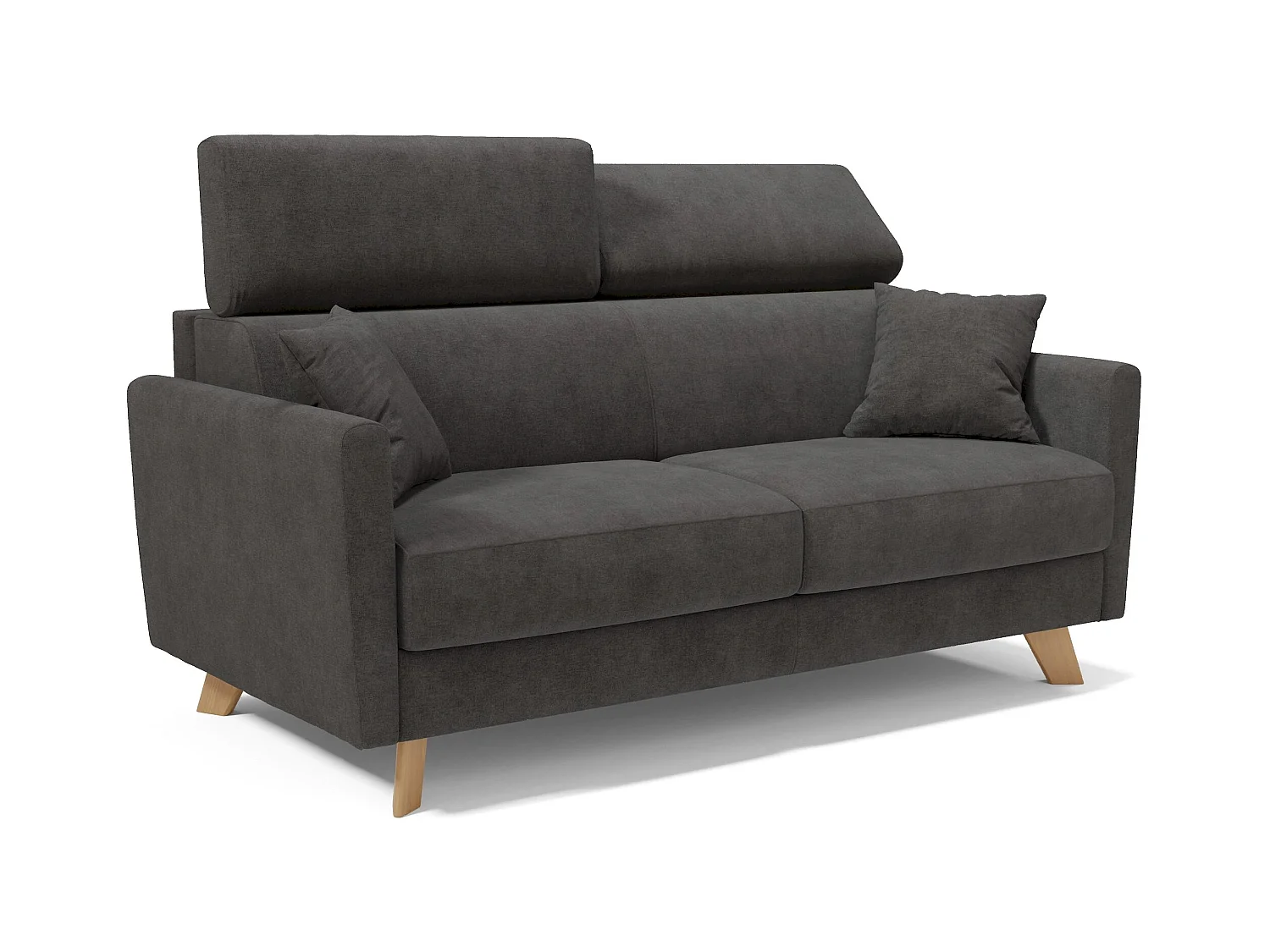 Francy Divano letto matrimoniale con poggiatesta regolabili in tessuto impermeabile e smacchiabile T17 200 cm (mat. 160x197) antracite