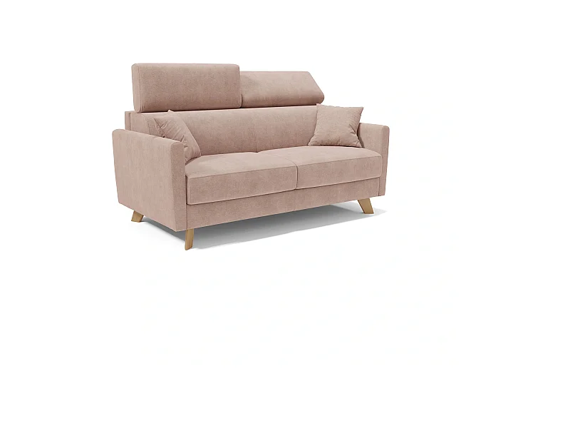 Francy Schlafsofa mit verstellbaren Kopfstützen aus abwaschbarem Stoff T17 200 cm (mat. 160x197) Rosa