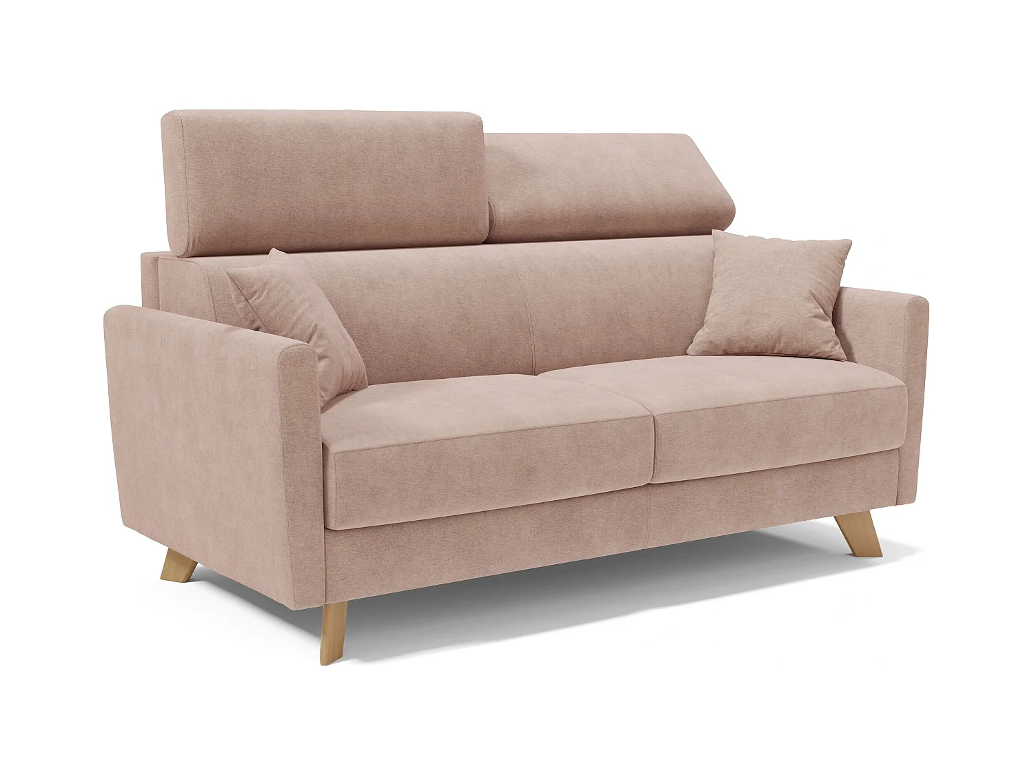 Francy Canapé convertible avec têtières réglables en tissu T17 200 cm (mat. 160x197) Rose