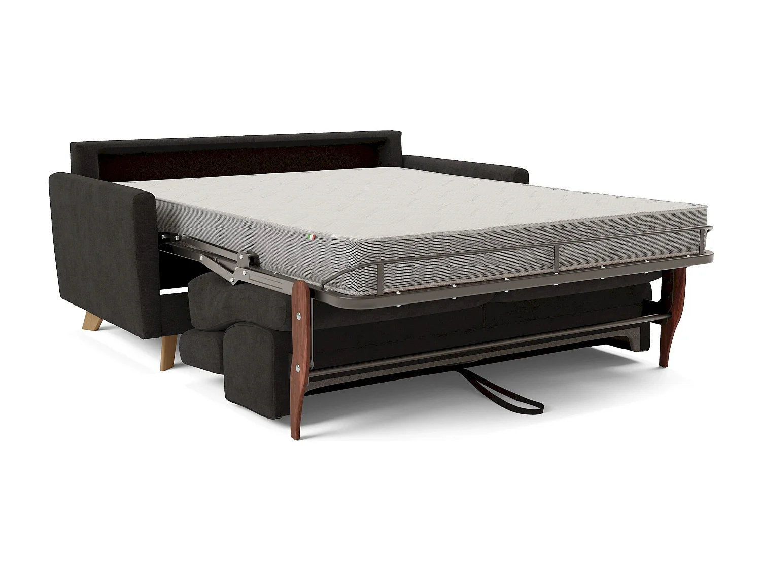 Francy Schlafsofa mit verstellbaren Kopfstützen aus abwaschbarem Stoff T17 200 cm (mat. 160x197) Schwarz