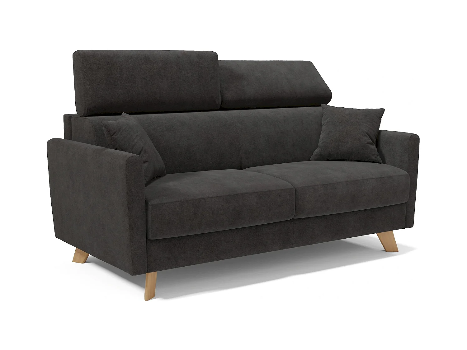 Francy Divano letto matrimoniale con poggiatesta regolabili in tessuto impermeabile e smacchiabile T17 200 cm (mat. 160x197) nero