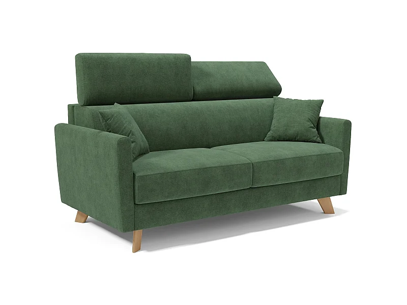 Francy Schlafsofa mit verstellbaren Kopfstützen aus abwaschbarem Stoff T17 180 cm (mat. 140x197) Grün