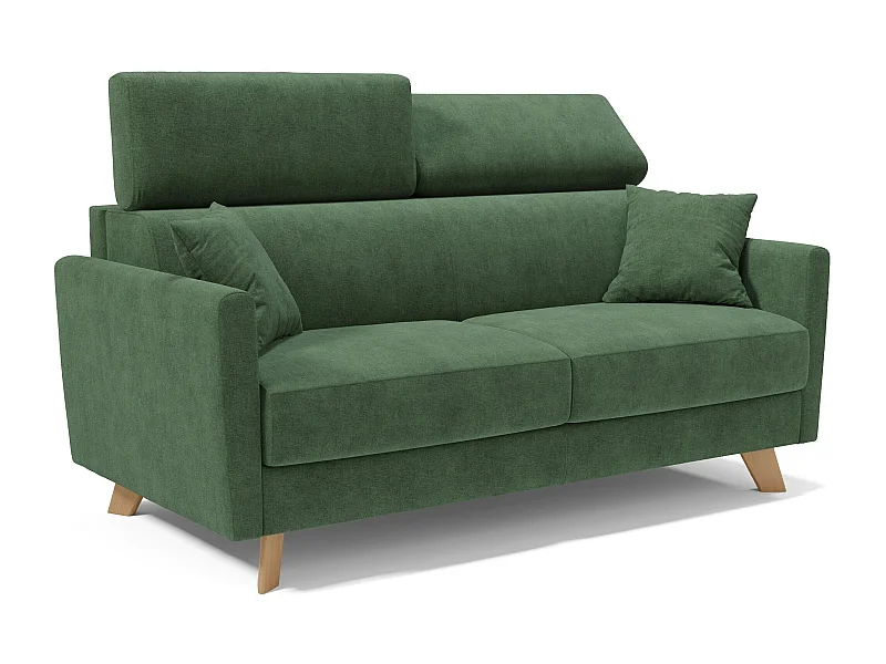 Francy Schlafsofa mit verstellbaren Kopfstützen aus abwaschbarem Stoff T17 180 cm (mat. 140x197) Grün