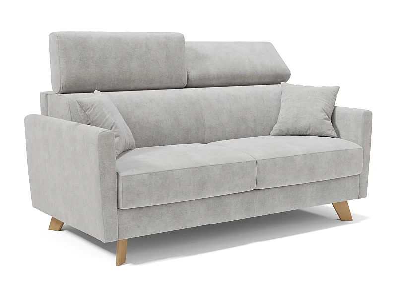 Francy Schlafsofa mit verstellbaren Kopfstützen aus abwaschbarem Stoff T17 160 cm (mat. 120x197) Grau